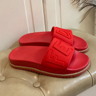 Fendi Flat Slide Sandals Red 07 2021 (For Women and Men)