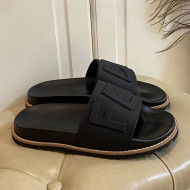 Fendi Flat Slide Sandals Blue 08 Black 2021 (For Women and Men)