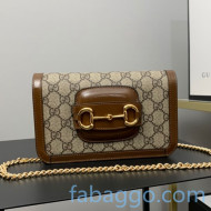 Gucci Horsebit 1955 GG Canvas Mini Chain Bag 600663 Brown 2020