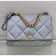 Chanel Quilted Goatskin Chanel 19 Maxi Flap Bag AS1162 Grey 2020（Top Quality）