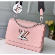 Louis Vuitton Epi Leather Twist MM Shoulder Bag With Canvas Strap M50282 Pink 2020