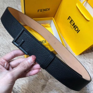 Fendi Grained Calfskin Belt with F Buckle 40MM Black 2019