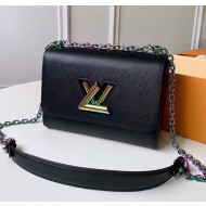 Louis Vuitton Epi Leather Twist MM Shoulder Bag M50282 Black/Rainbow 2020