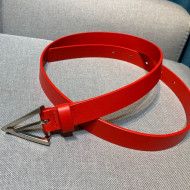 Bottega Veneta Calfskin Belt 2cm with Triangular Buckle Red/Silver 2021