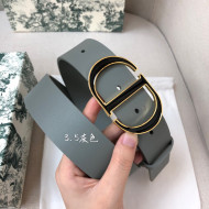 Dior Calfskin Belt 3.5cm with Bi-color CD Buckle Grey 2021