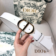 Dior Calfskin Belt 3.5cm with Bi-color CD Buckle White 2021