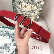 Dior Calfskin Belt 3.5cm with Bi-color CD Buckle Red 2021