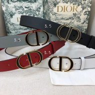 Dior Calfskin Belt 3.5cm with Bi-color CD Buckle Black 2021