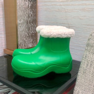 Bottega Veneta The Puddle Rubber Wool Short Boots Green 2021