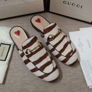 Gucci Striped Horse Fur Slipper White/Brown 2021