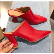 Bottega Veneta Lambskin ALMOND MULES with Curved Heel Red 2020