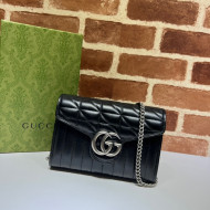 Gucci GG Marmont Geometric Leather Chain Mini Bag 474575 Black 2022