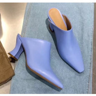 Bottega Veneta Lambskin ALMOND MULES with Curved Heel Blue 2020