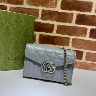 Gucci GG Marmont Geometric Leather Chain Mini Bag 474575 Grey 2022