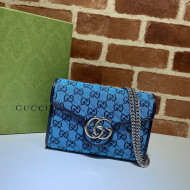 Gucci GG Marmont GG Canvas Chain Mini Bag 474575 Blue 2022