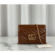 Gucci GG Marmont Diagonal Leather Chain Mini Bag 474575 Brown 2022