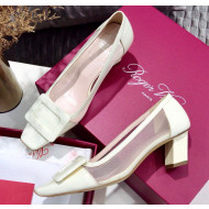 Roger Vivier Patent Calfskin & Mesh Belle Vivier Net Pumps White 2020