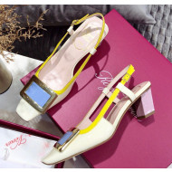 Roger Vivier Patent Calfskin Sling Back Belle Vivier Pumps Off-White/Yellow 2020