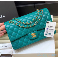 Chanel Quilted Lambskin Medium Classic Flap Bag A01112 Original Quality Cyan/Gold 2021 