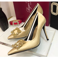 Roger Vivier Silk Flower Strass Pumps With 10cm Heel Champagne 2020