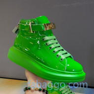 Alexander McQueen Patent Leather Sneakers with Lock Charm Green 2020 (For Women and Men)