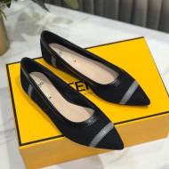 Fendi Colibri Fabric Flat Ballerinas Black 2020