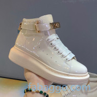 Alexander McQueen Patent Leather Sneakers with Lock Charm White 2020 (For Women and Men)