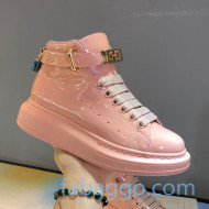 Alexander McQueen Patent Leather Sneakers with Lock Charm Light Pink 2020 (For Women and Men)