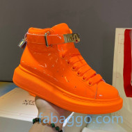 Alexander McQueen Patent Leather Sneakers with Lock Charm Orange 2020 (For Women and Men)