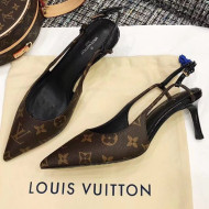 Louis Vuitton Cherie Monogram Canvas Mid-Heel Slingback Pump 1A5BPP 2019