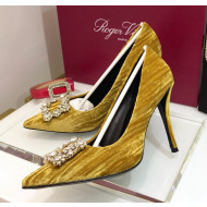 Roger Vivier Strips Velvet Flower Strass Pumps With 10cm Heel Ginger 2020