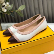 Fendi Colibri Calfskin Flat Ballerinas White 2020