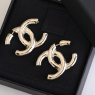 Chanel CC Shiny Stud Earrings Gold 2021 50