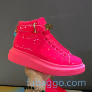 Alexander McQueen Patent Leather Sneakers with Lock Charm Hot Pink 2020 (For Women and Men)