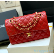 Chanel Quilted Lambskin Small Classic Flap Bag A01113 Origiinal Quality Red/Gold 2021 