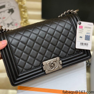 Chanel Quilted Original Incas Calfskin Leather Medium Boy Flap Bag Black/Silver (Top Quality)