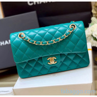 Chanel Quilted Lambskin Small Classic Flap Bag A01113 Origiinal Quality Cyan/Gold 2021 