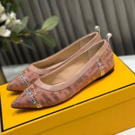 Fendi Colibri Crystal Fabric Flat Ballerinas Pink 2020