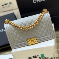 Chanel Quilted Original Haas Caviar Leather Medium Boy Flap Bag Grey/Gold (Top Quality)