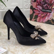 Dolce&Gabbana DG Silk Crystal Bow Pumps 10.5cm Black 2021