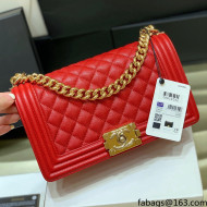 Chanel Quilted Original Haas Caviar Leather Medium Boy Flap Bag Red/Gold (Top Quality)