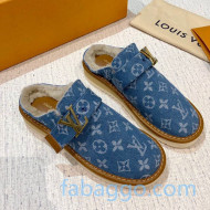 Louis Vuitton LV Cosy Monogram Denim Mules Light Blue 2020 (For Women and Men)