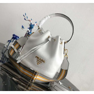 Prada Leather Bucket Bag 1BE018 White 2019