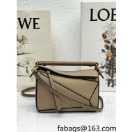 Loewe Puzzle Mini Bag in Litchi-Grained Calfskin Khaki 2022 10173