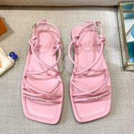 Louis Vuitton Nova Lambskin Strap Flat Sandals Pink 2021 