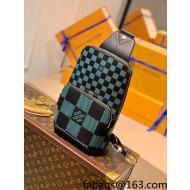 Louis Vuitton Avenue Slingbag in Damier Leather N50038 Navy Aqua Green/Black 2022