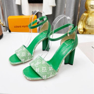 Louis Vuitton Silhouette Monogram Denim and Leather Sandals 8cm Green 2022