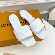 Louis Vuitton Revival Flat Slide Sandals in Monogram Embossed Lambskin White 2022 