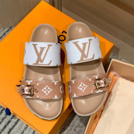 Louis Vuitton Bom Dia Monogram Canvas Flat Slide Sandals Brown/White 2022 032578