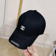 Chanel Canvas Baseball Hat Black 2022 0401100